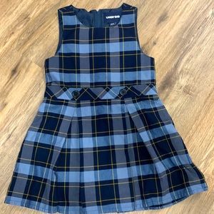 Lands End School Uniform Girls Plaid Jumper Classic Navy Plaid Size 6
